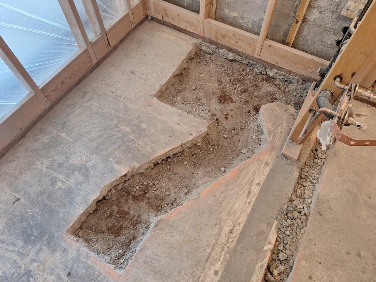 Concrete cut and trenched during a Phoenix demolition project