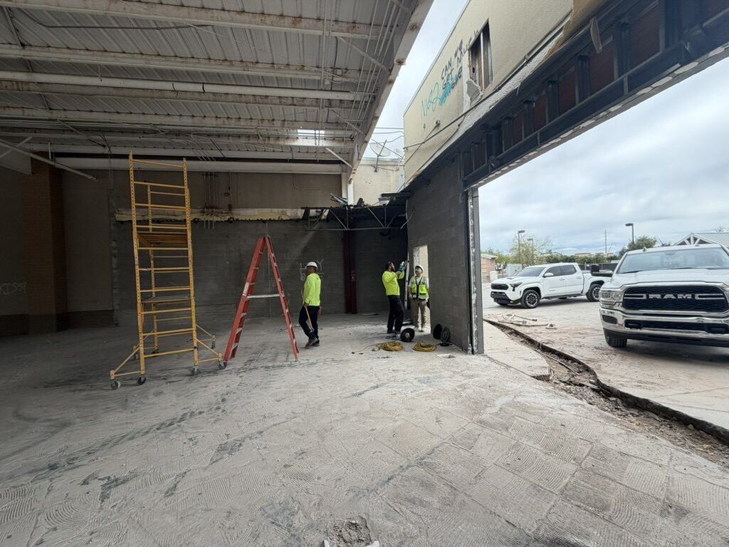 Crew working inside a cleared commercial unit in Phoenix