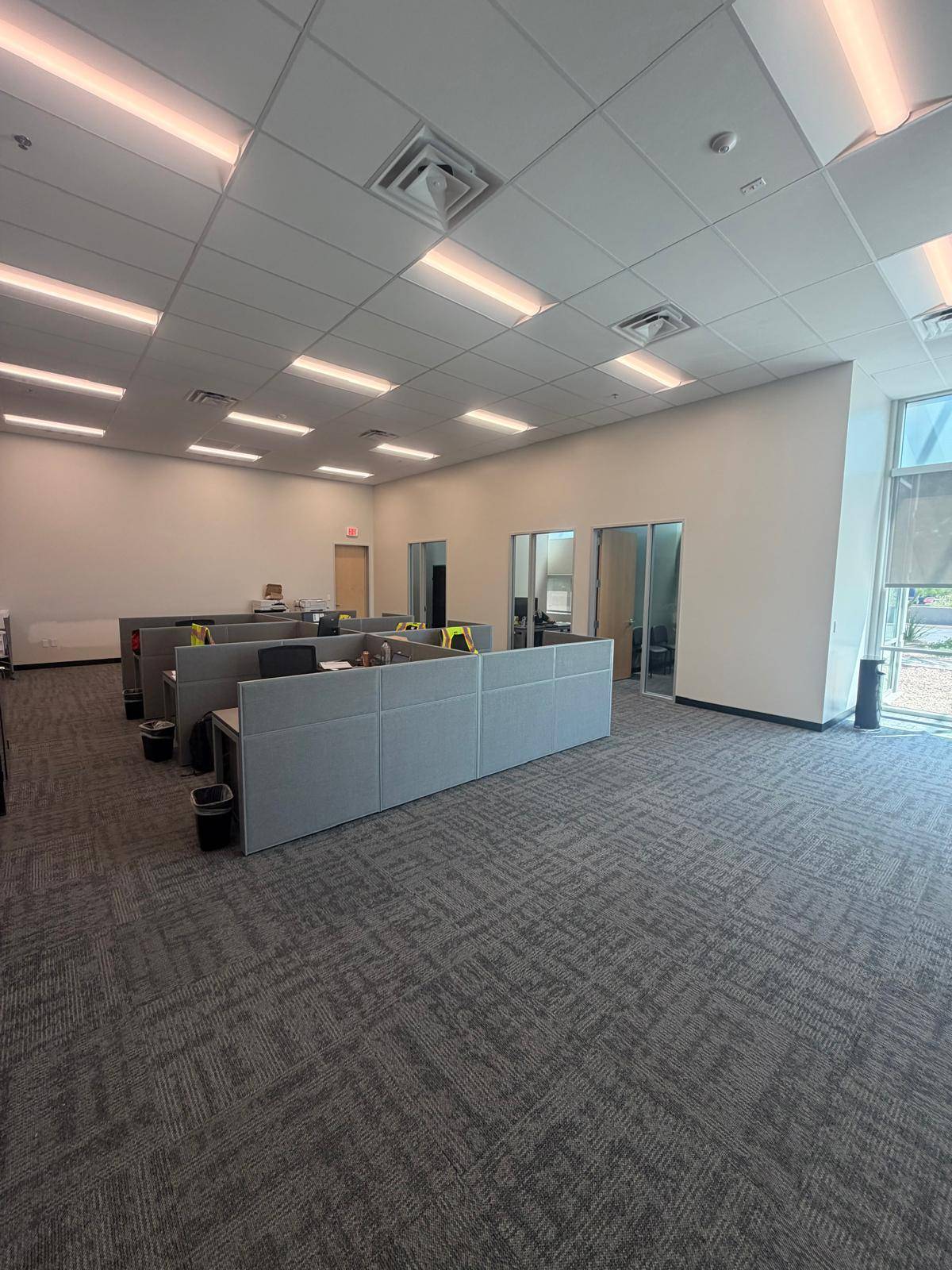 A finished office fit-out with new ceiling, lighting, carpet and workstations, Phoenix, Arizona